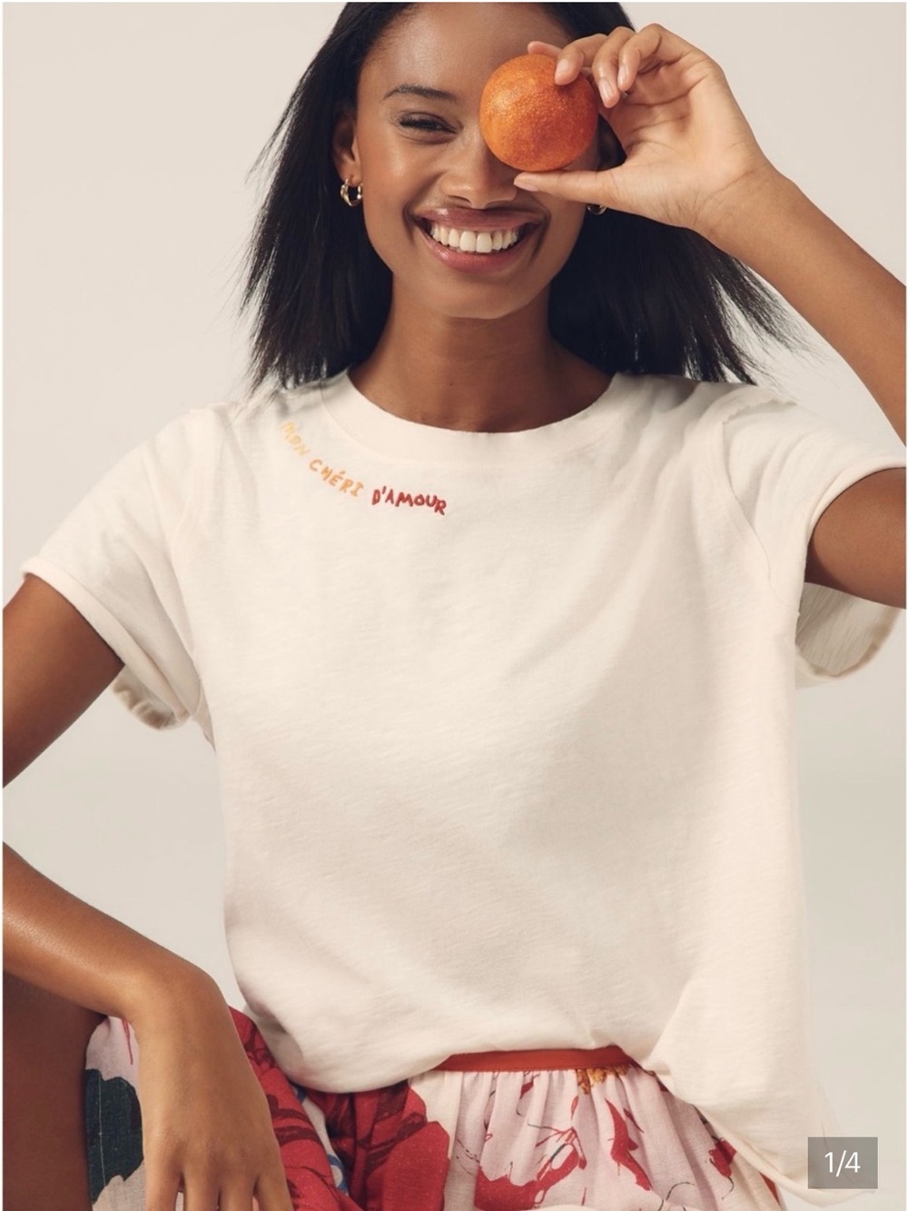 Anthropologie Maeve Caitlyn boxy tee Jordan Nickson "Mon Chéri D'Amour" - Picture 3 of 7